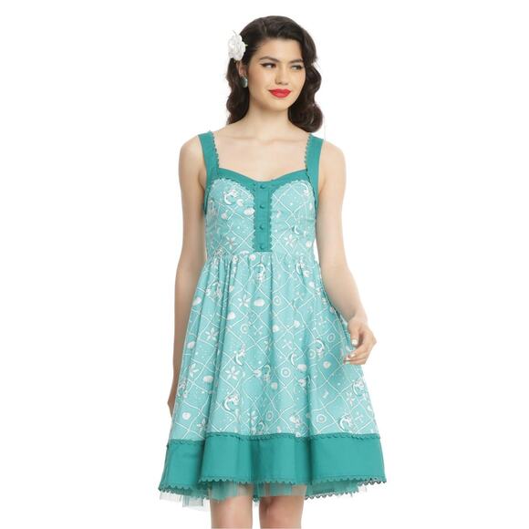 Disney The Little Mermaid Retro Tank Dress Aqua Mint Green Hot Topic Pin Up - Picture 1 of 9